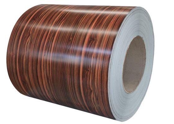 1200MM Thép tấm phủ màu Cuộn dây 0.2MM Mô phỏng Hạt gỗ JIS DIN
